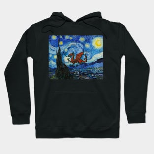 Welsh Dragon in a Starry Night Hoodie